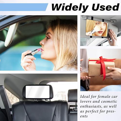 Car Sun Visor Mirror, Cosmetic Makeup Mirrors with Straps - Product Imagery