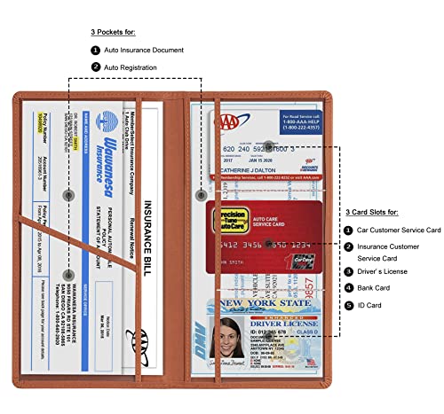 TOURSUIT Car Registration & Insurance Card Holder, Brown - Product Imagery