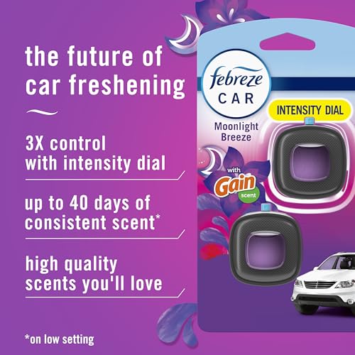 Febreze Car Air Freshener Vent Clip Gain Moonlight Breeze Scent, - Product Imagery