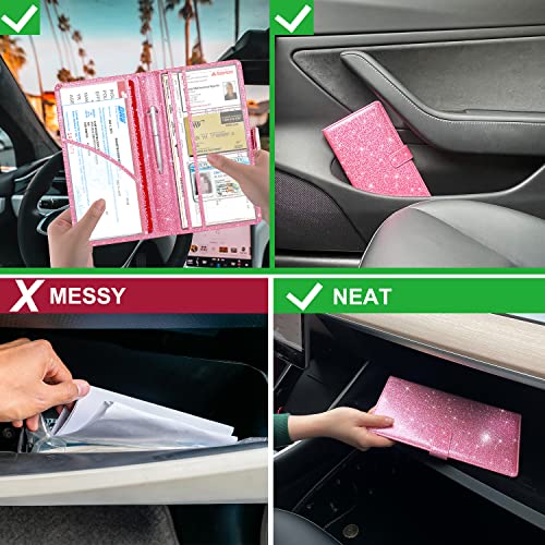 RSAquar Car Registration & Insurance Holder - Leather Glove Box - Product Imagery