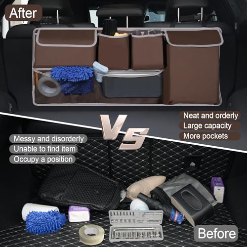 UYYE Trunk Hanging Organizer, Backseat Storage Bag, Collapsible - Product Imagery