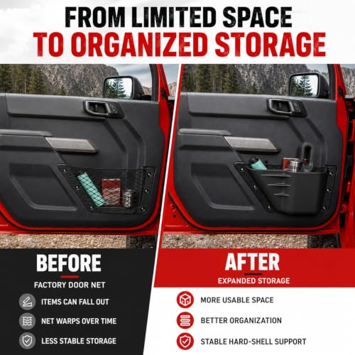 Mabett Front Door Pockets Storage Set for 2021-2026 Ford Bronco - Product Imagery