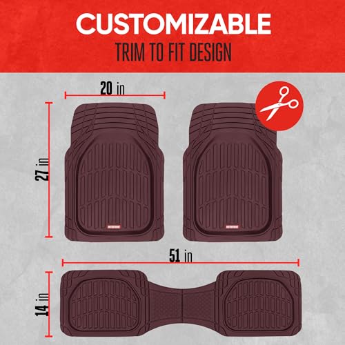 Motor Trend FlexTough Floor Mats for Cars, Burgundy Deep Dish - Product Imagery