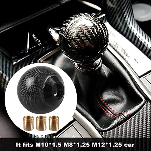 RYANSTAR Carbon Fiber Shift Knob with 3 Adapters Round Ball Black - Product Imagery