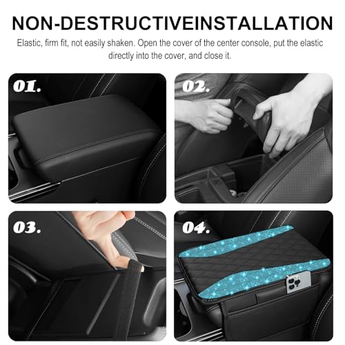 NBTEPEM Bling Car Center Console Cover, Leather Middle Console - Product Imagery