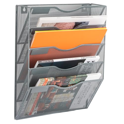 EASEPRES 5 Pocket Mesh Hanging Wall File Organizer, Wall Mounted - Product Imagery