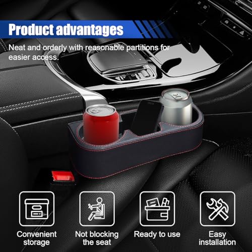 KITUREK Car Cup Holder, PU Leather Cover Auto Front Seat - Product Imagery