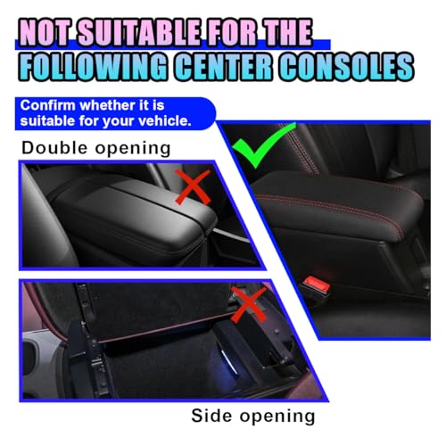 Leather Car Center Console Cover, Armrest Pad Accessory, Black - Product Imagery