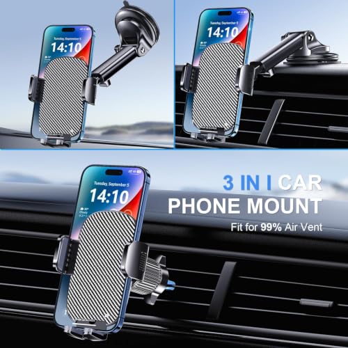Phone Mount for Car Phone Holder [Military-Grade Suction & - Product Imagery