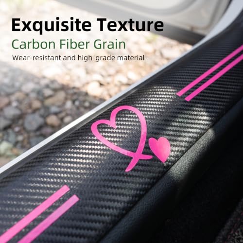 5 PCS Car Door Sill Guard Stickers, Carbon Fiber Heart Pattern - Product Imagery
