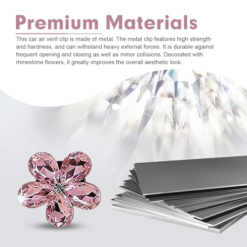 WZP 5PCS Bling Flower Car Air Vent Clips, Sparkling Crystal - Product Imagery