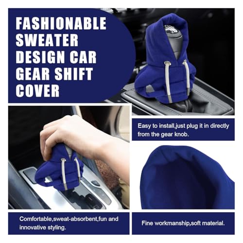 JOYCOURT Car Gear Shift Hoodie Auto Shifter Knob Cover, Blue - Product Imagery