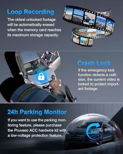 PRUVEEO 360° 4 Channel Dash Cam Front and Rear Inside Left - Product Imagery