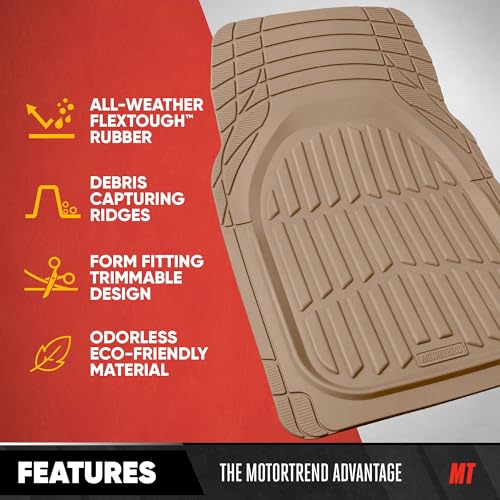 MotorTrend FlexTough Beige Car Floor Mats Rubber All Weather - Product Imagery