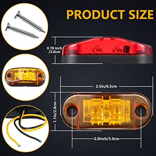 Tallew 10 Pcs 2.5 Inch LED Trailer Side Marker Lights, Amber, Red - Product Imagery