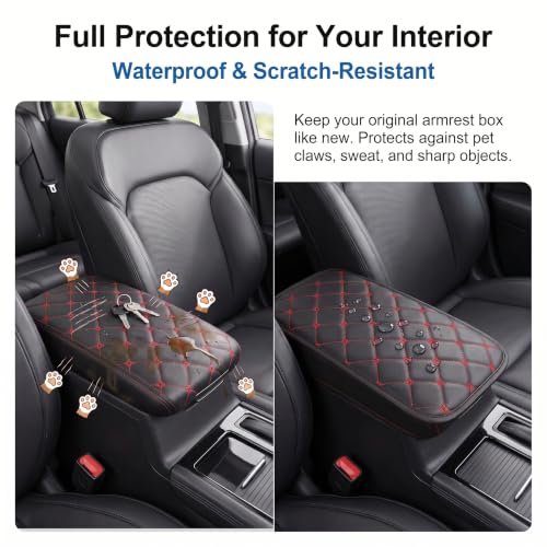Car Center Console Cover, PU Leather Vehicle Center Armrest - Product Imagery