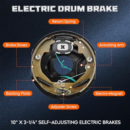 Youxmoto Electric Trailer Brake Assembly, 10" x 2-1/4", - Product Imagery