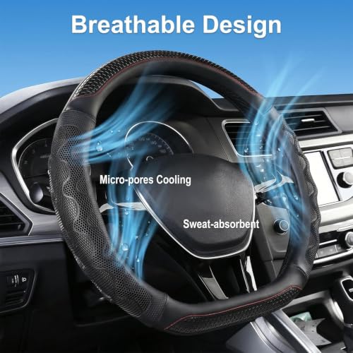 D-Shaped Car Steering Wheel Cover with 3D Honeycomb Anti-Slip - Product Imagery
