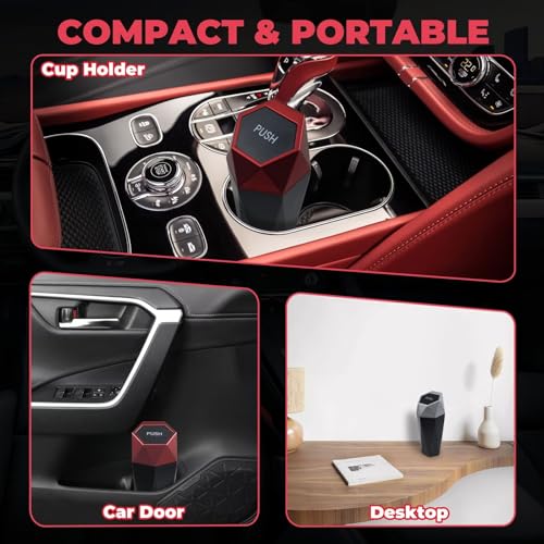 BFXM Car Trash Can Small Trash Bin with Lid, Car Accessories for - Product Imagery