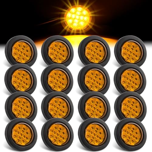 Konrali 2.5" Round LED Marker Lights Amber 13 LEDs w/Reflectors - Product Imagery