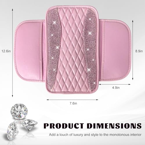 Bling Car Center Console Cover, Sparkling Leather Armrest - Product Imagery