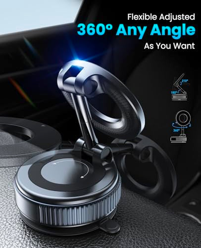 Jononser Magnetic Car Phone Holder for MagSafe, Nano-Gel Suction - Product Imagery