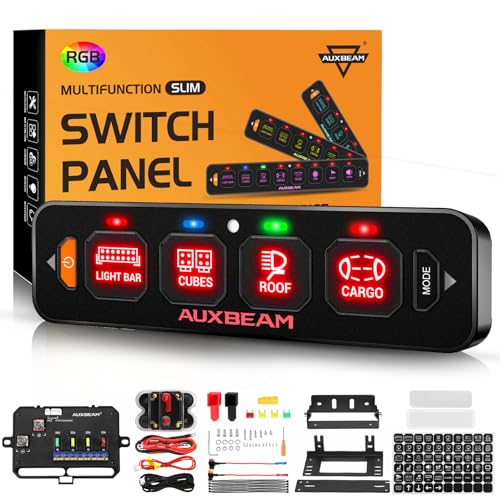 Auxbeam 4 Gang Slim Switch Panel RGB AS-R40 Auto-Dimmable - Product Imagery