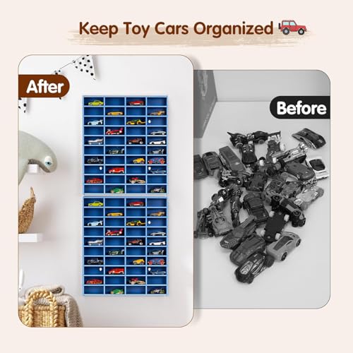 Krafetto 2 Pack 80-Slot Toy Car Display Shelves for 1/64 Cars, - Product Imagery