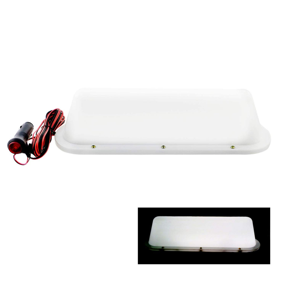 White BLANK SHELL LED TAPE 12V DC Car Taxi Cab Roof Top Sign - Product Imagery