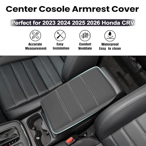 Armrest Cover for 2023-2026 Honda CRV Black with Grey Stitch - Product Imagery