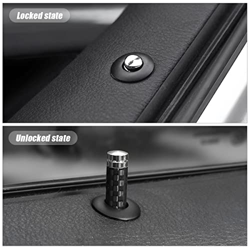 Moly Magnolia 4PCS Car Door Lock Knobs, Carbon Fiber Pin Cover, - Product Imagery