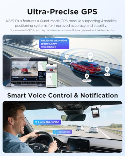 VIOFO A229 Plus Dash Cam Front and Rear, 2K Dual STARVIS 2 - Product Imagery