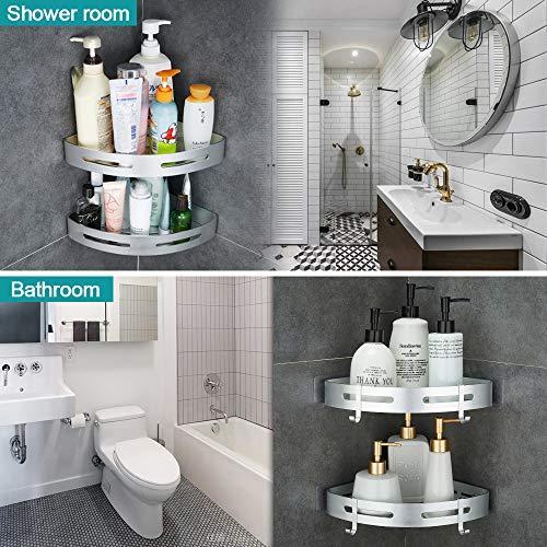 Corner Caddy Bathroom Shower Shelf Wall Mounted No Drilling 2 - Product Imagery