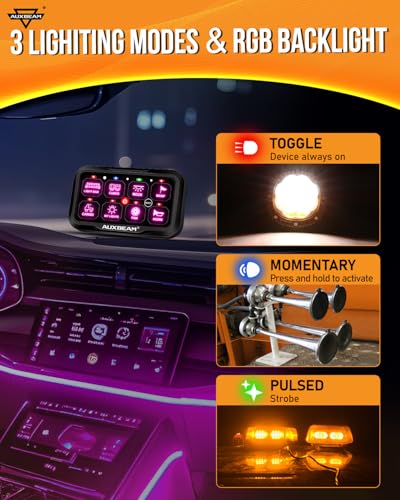 Auxbeam 8 Gang Switch Panel Bluetooth RGB AR-800 APP Circuit - Product Imagery