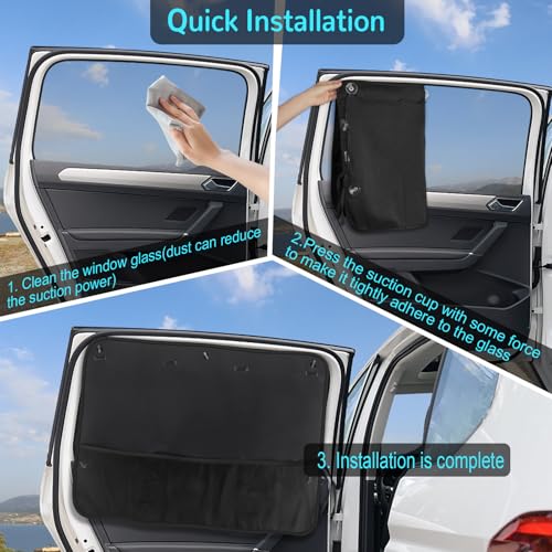 Car Sun Shade Side Window, 2 Pcs Blackout Car Window Shade for - Product Imagery