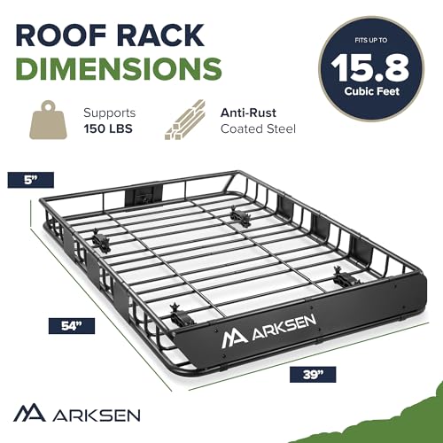ARKSEN 54" x 39" x 5" Roof Rack Cargo Basket with Extension - Product Imagery