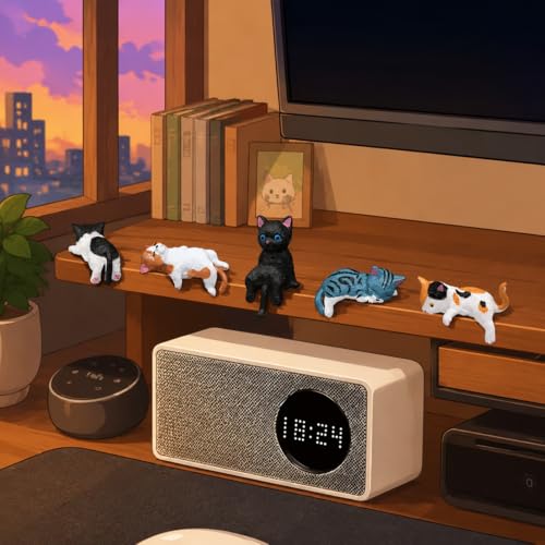 5PCS Cute Cat Car Ornaments, Mini Dashboard Figurines Car - Product Imagery