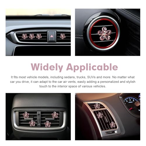 WZP 5PCS Bling Flower Car Air Vent Clips, Sparkling Crystal - Product Imagery