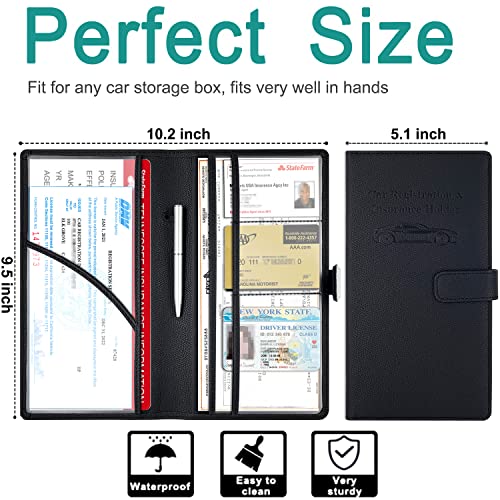RSAquar Car Registration and Insurance Holder, Leather Car Glove - Product Imagery