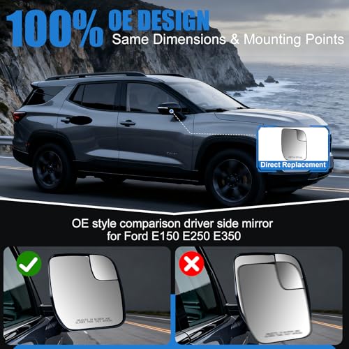 Passenger Side Mirror Glass with Backing Plate Compatible with - Product Imagery