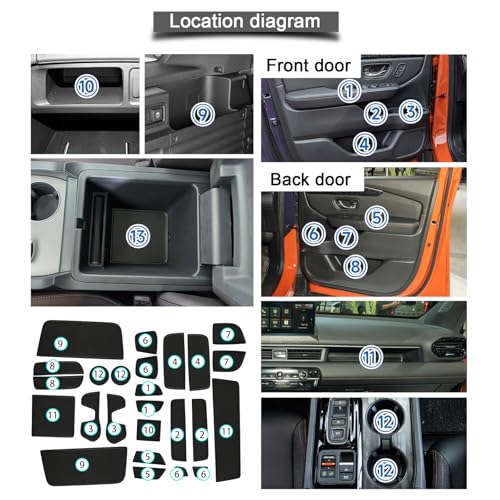 2026 Passport Door Slot Mats Center Console Liner Door Liner - Product Imagery