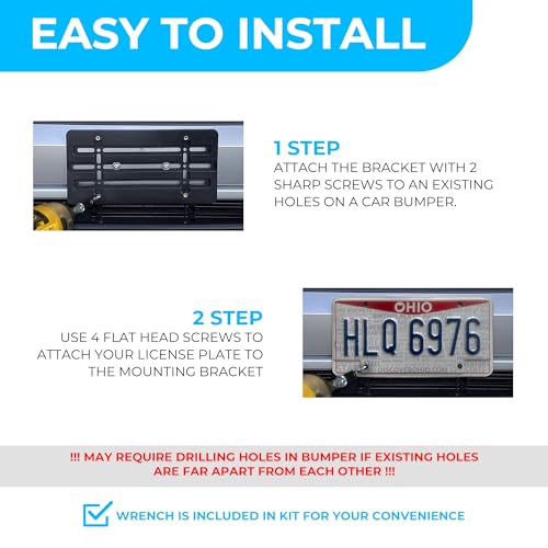 Front Bumper Licensе Plate Brackеt, Plate Holder Set with 6 - Product Imagery