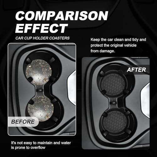 4-Pack Universal Cup Holder Coasters, Black Silicone Inserts - - Product Imagery
