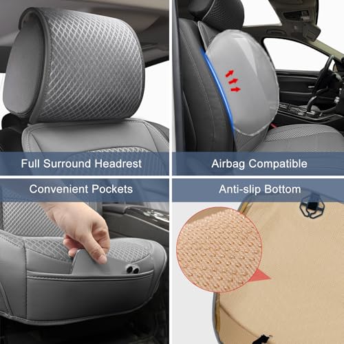 1 Pack Gray Ventilated Cooling Car Seat Covers for Summer - Product Imagery