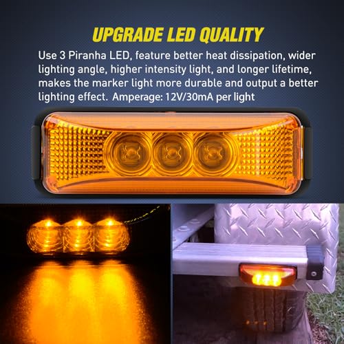 Nilight 2PCS 3.9 Inch Amber LED Side Marker Lights for Trailer - Product Imagery