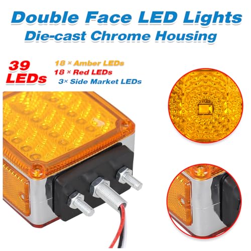 LED Pedestal Lights Amber/Red Double Face 39 LED Turn Signal - Product Imagery