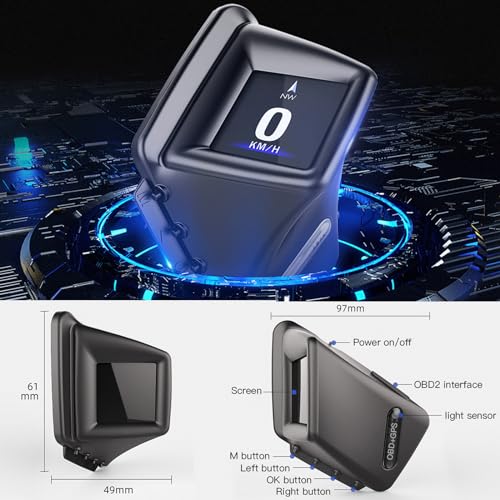 Car HUD Head Up Display, OBD2 HUD Display with OBDII GPS Dual - Product Imagery
