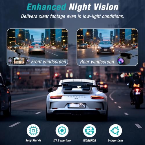 4 Channel 360° Dash Cam Front and Rear Inside with 5GHz WiFi - Product Imagery