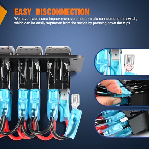 Nilight 3 Gang Rocker Switch Panel with PD Type C and USB - Product Imagery