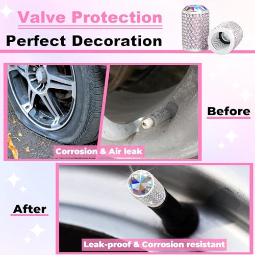 4Pcs Car Tire Valve Stem Caps Colorful Bling Car Accessories - Product Imagery